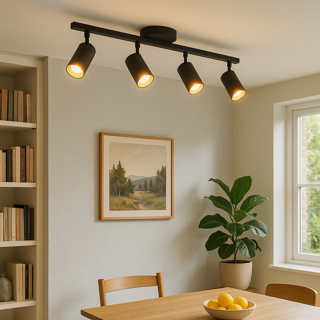Nowoczesna lampa sufitowa z 4 głowicami