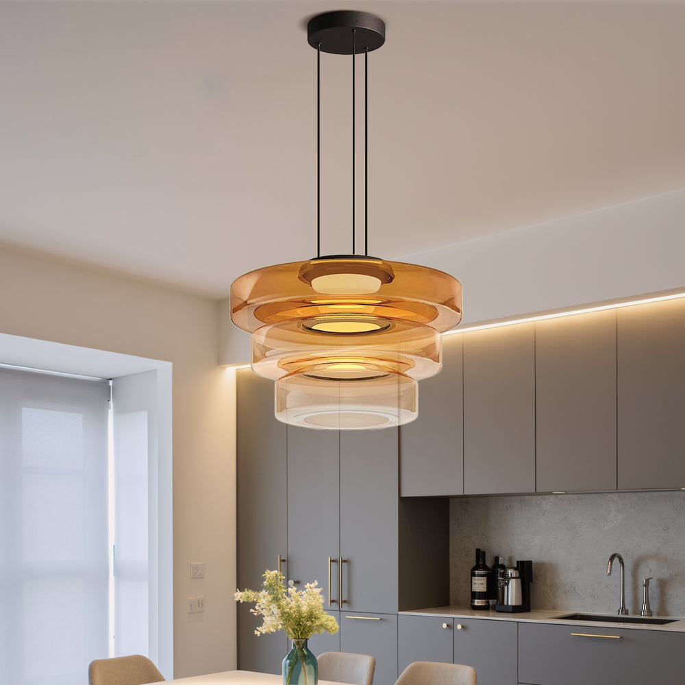 Duńska szklana lampa wisząca Bauhaus