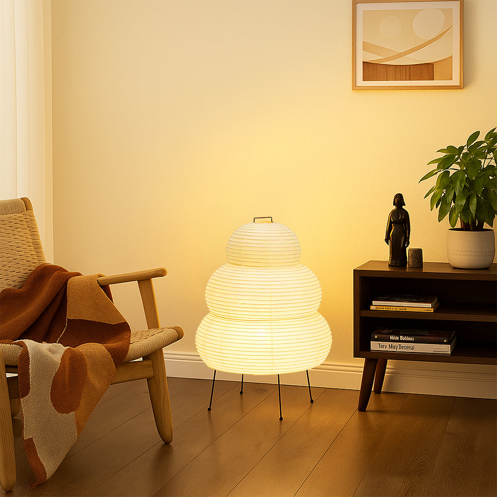 Lampa stołowa z papieru ryżowego