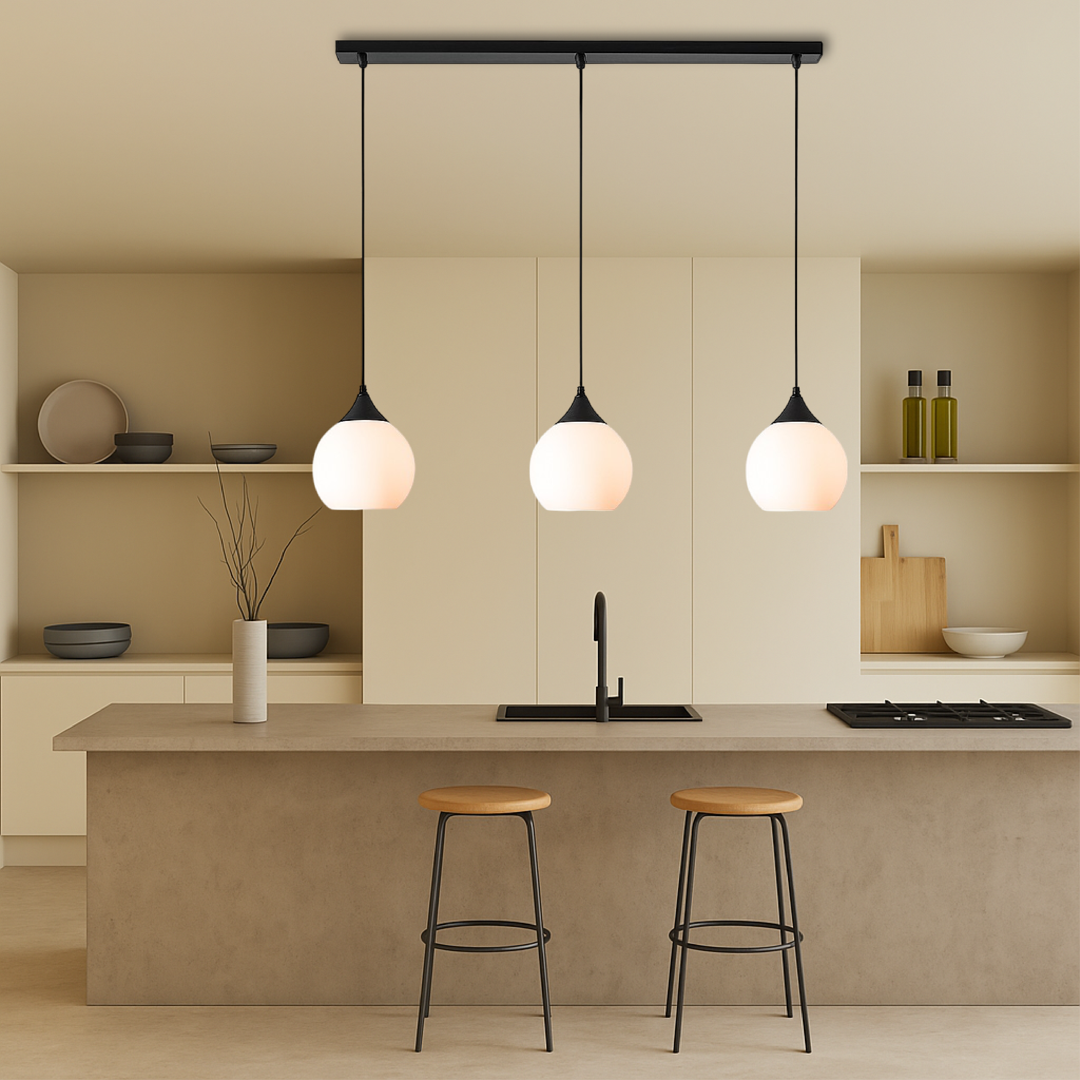 Lampa wisząca stołowa z 3 głowicami Gade