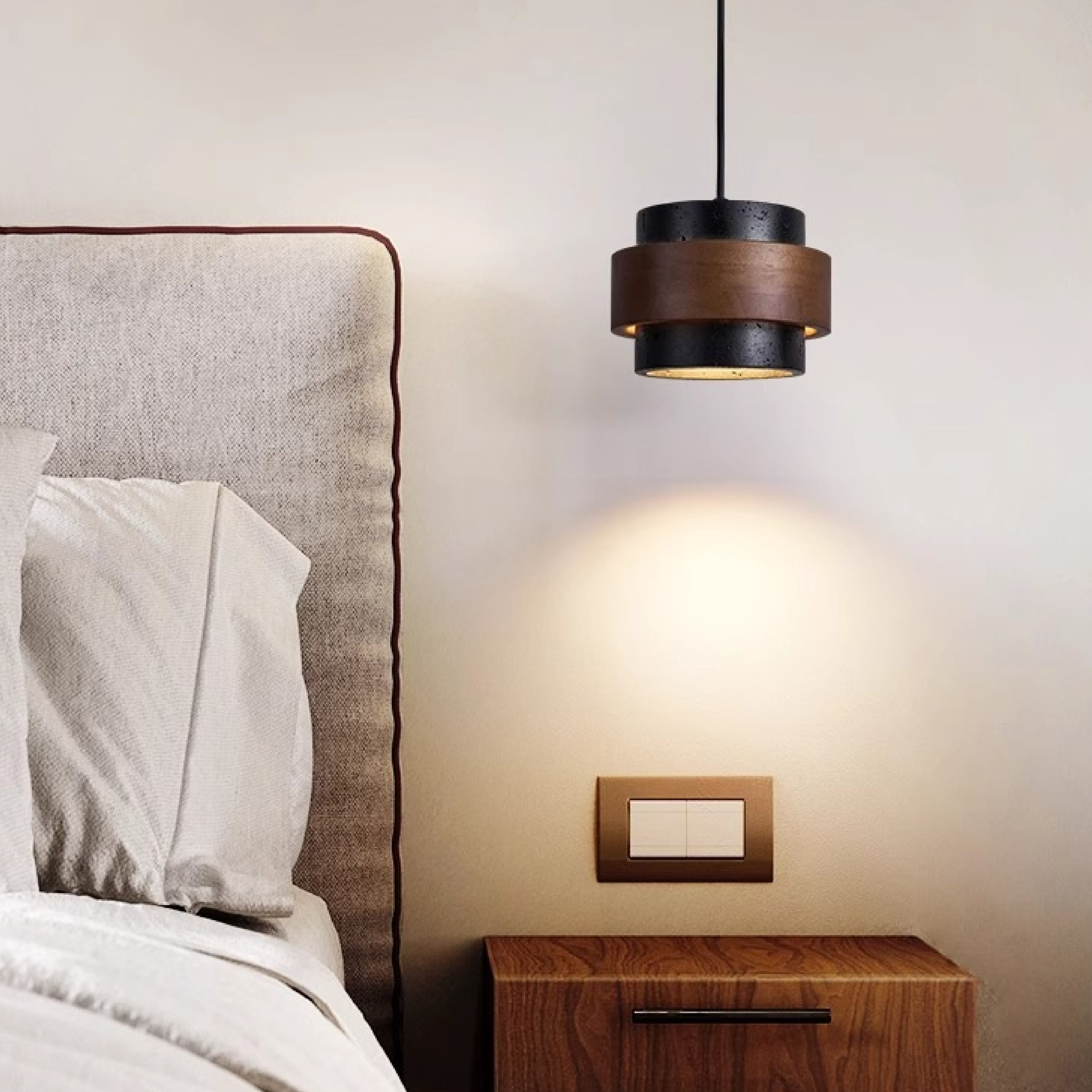 Lampa wisząca z czarnego trawertynu