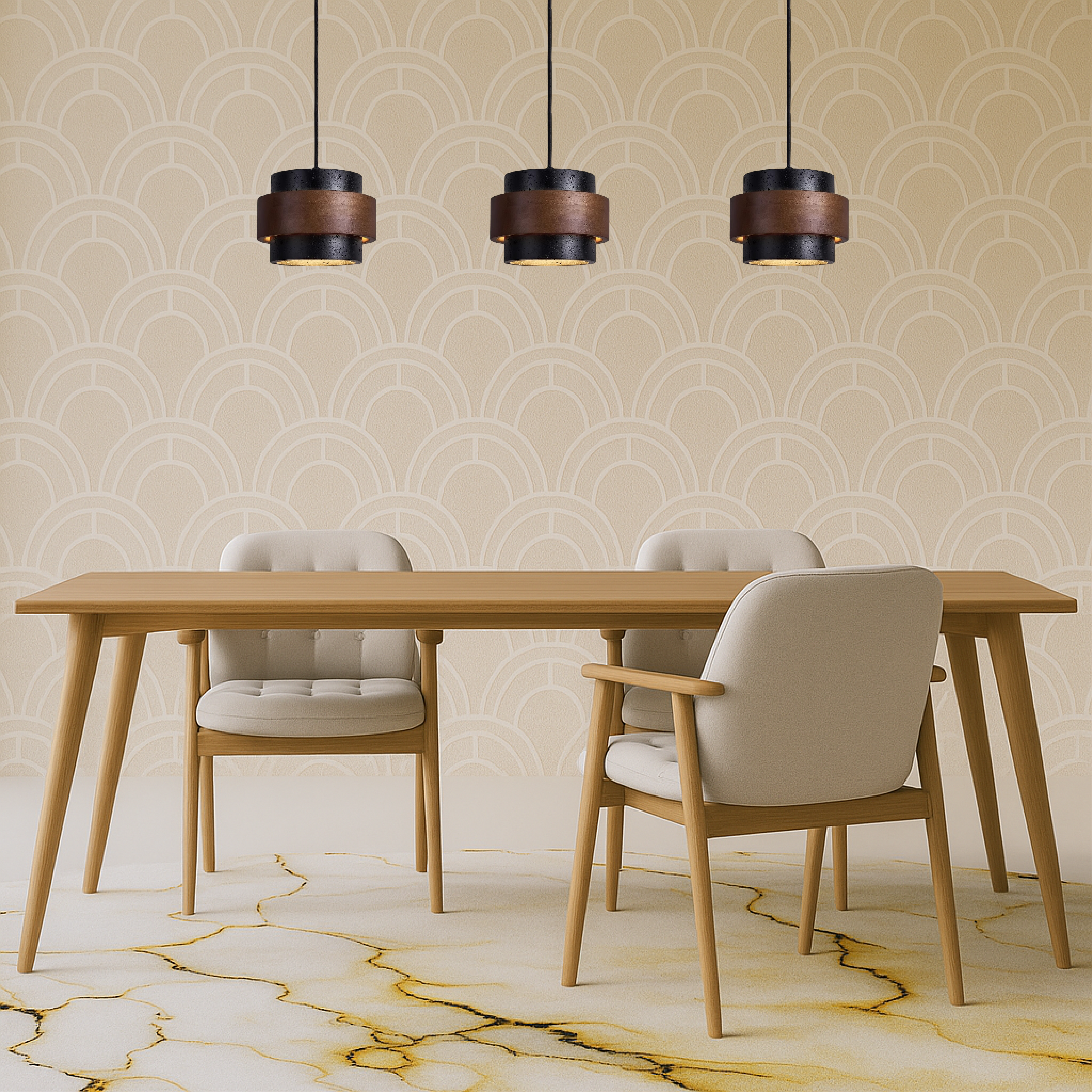 Lampa wisząca z czarnego trawertynu