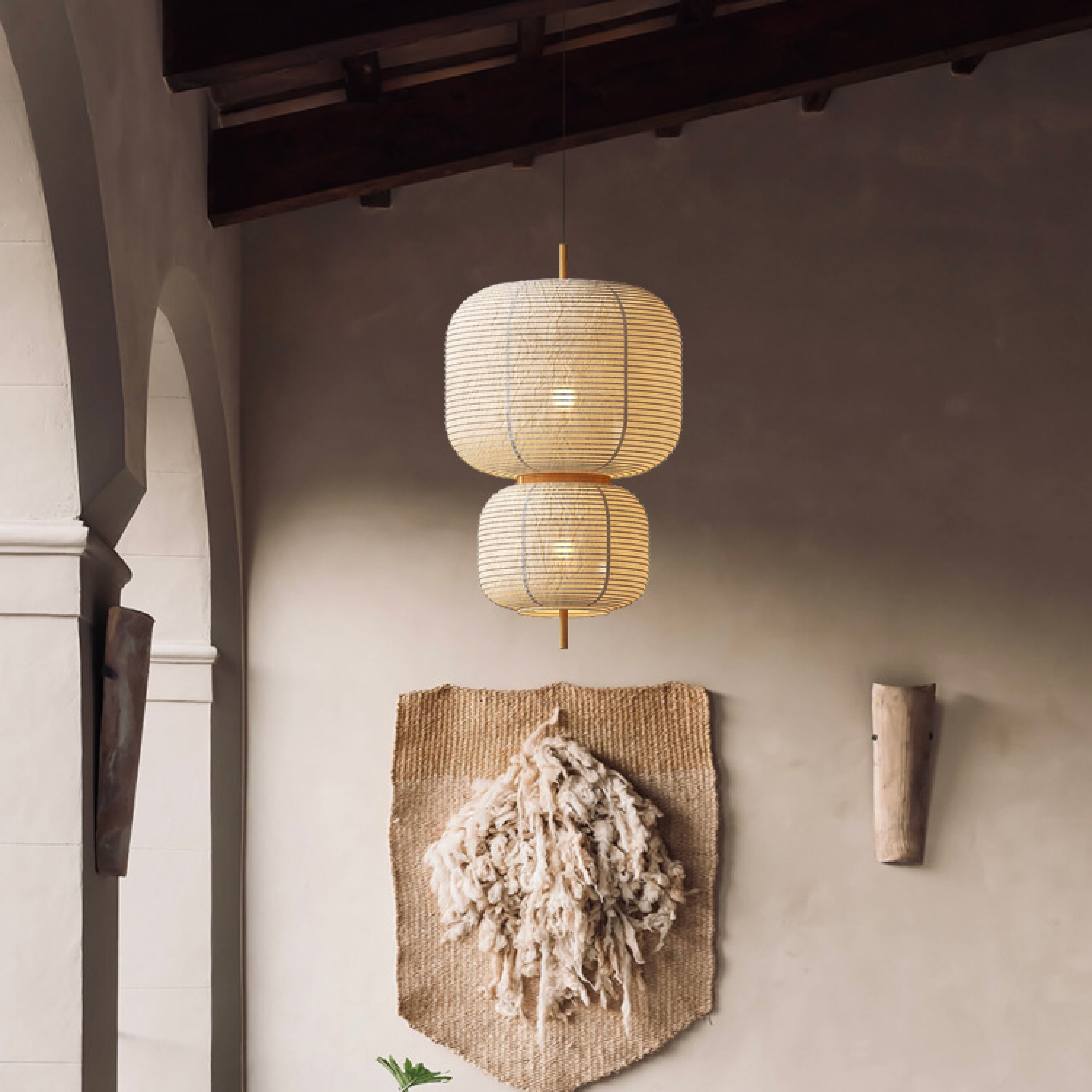 Japońska lampa wisząca z papieru ryżowego