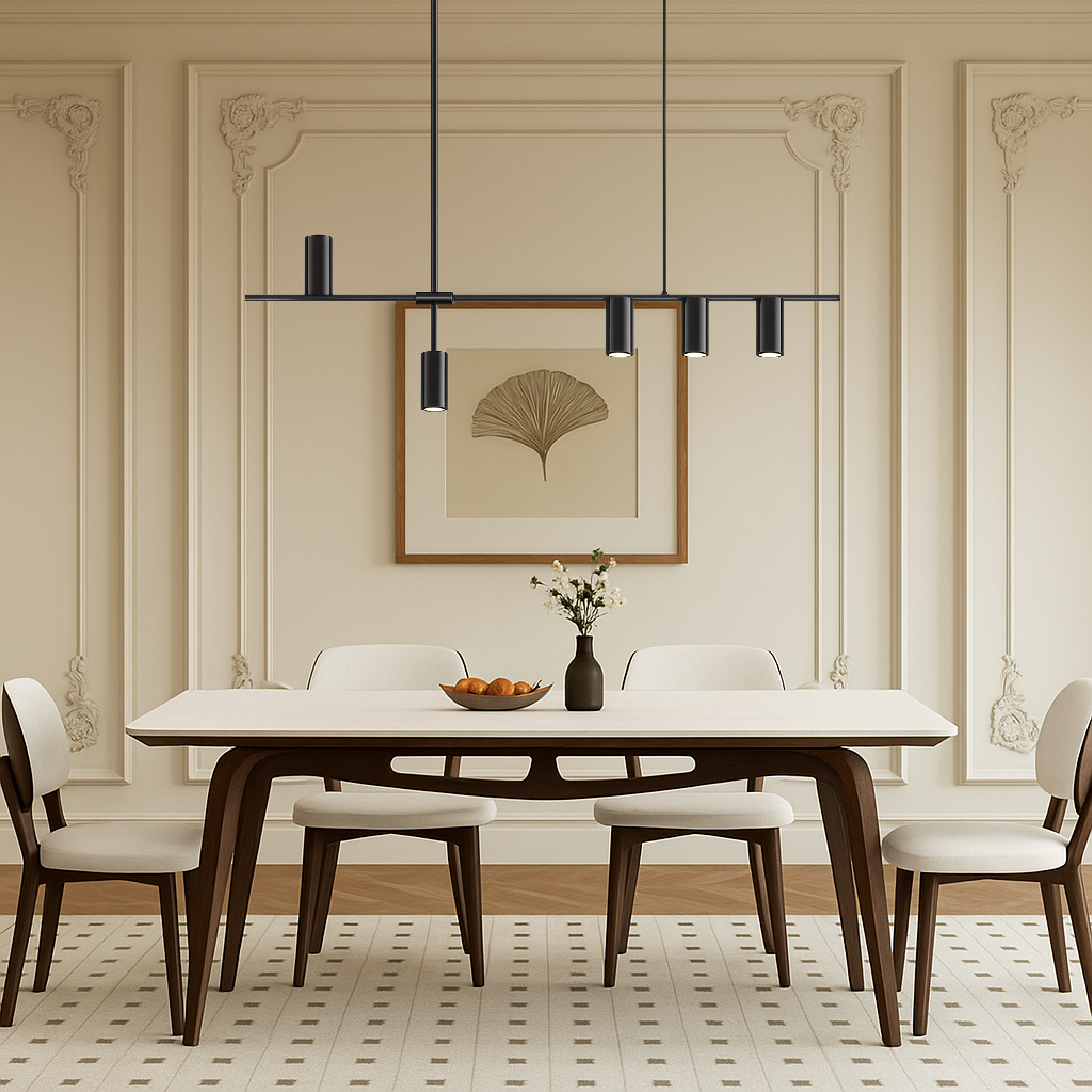 Minimalistyczna czarna lampa wisząca do kuchni