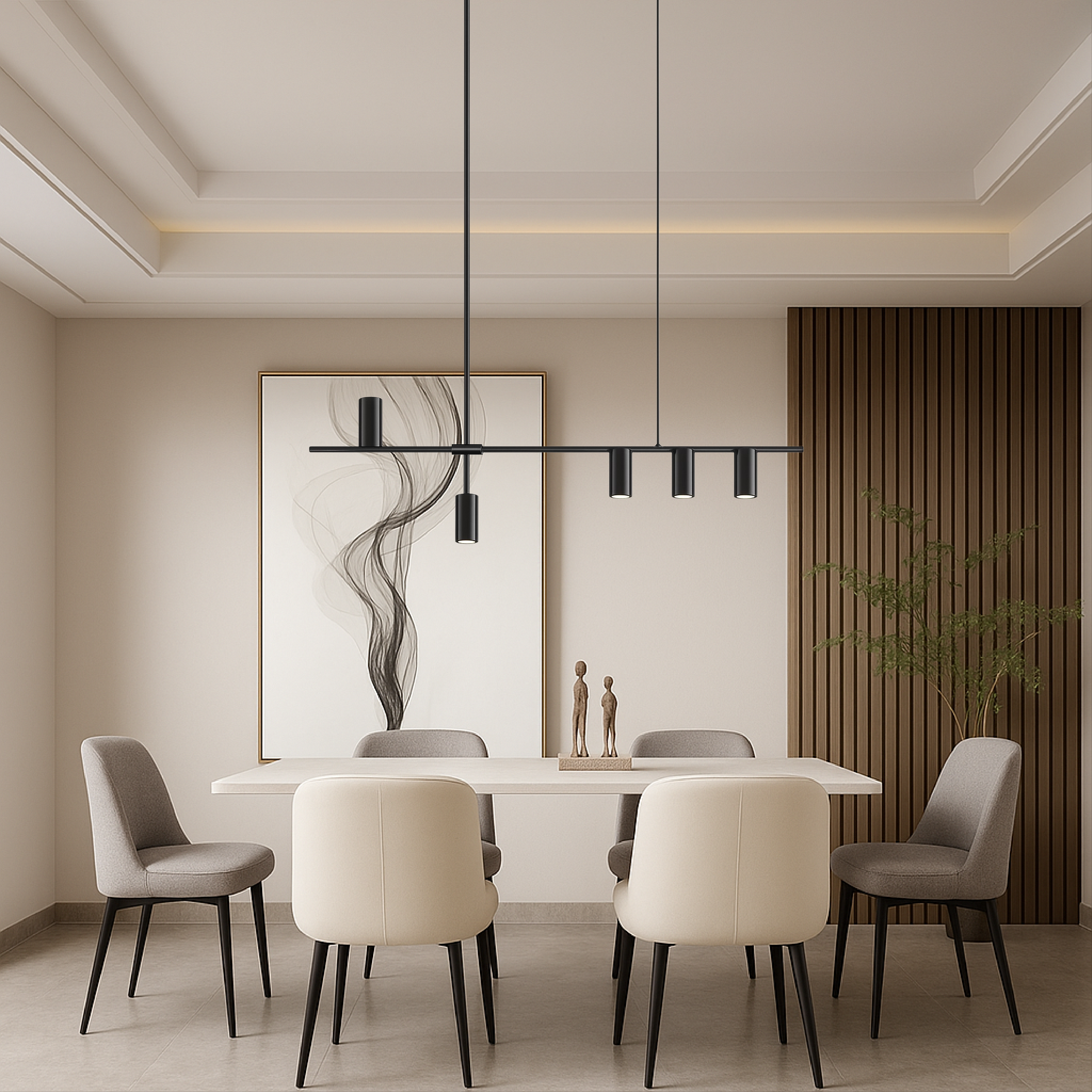 Minimalistyczna czarna lampa wisząca do kuchni