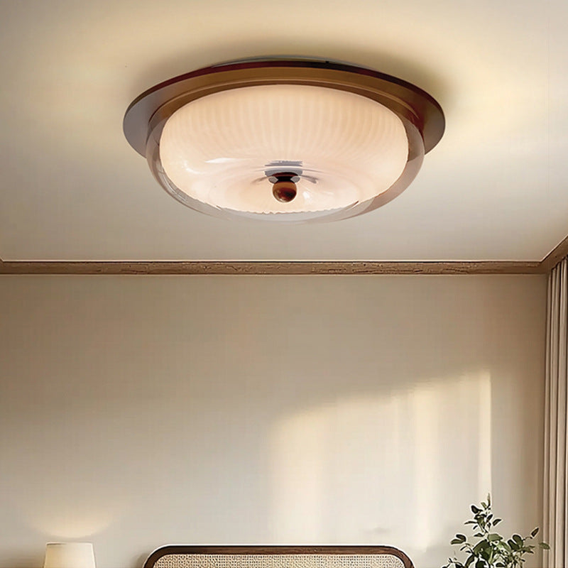 Lampa sufitowa ze szkła i drewna