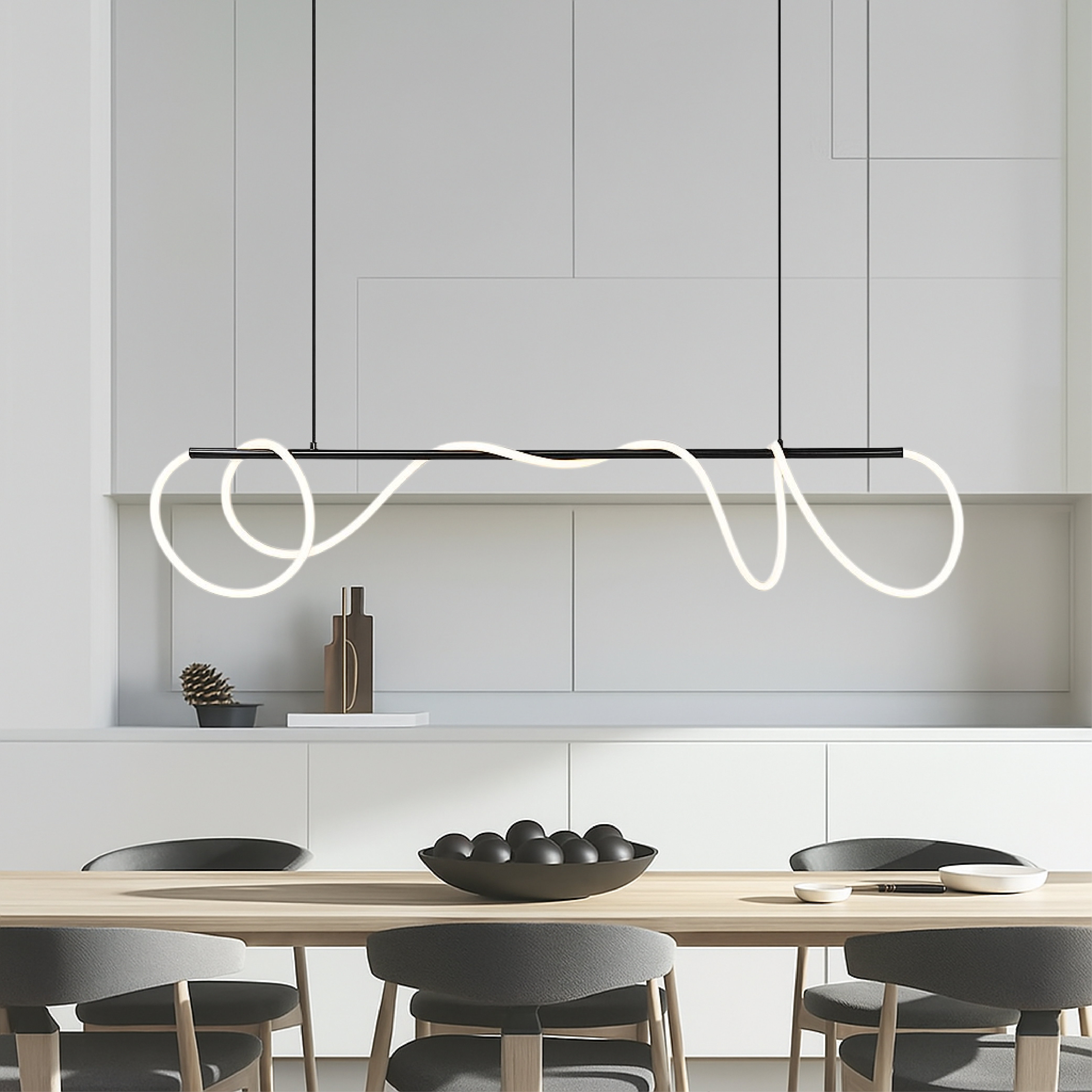 Liniowa lampa wisząca na stół kuchenny