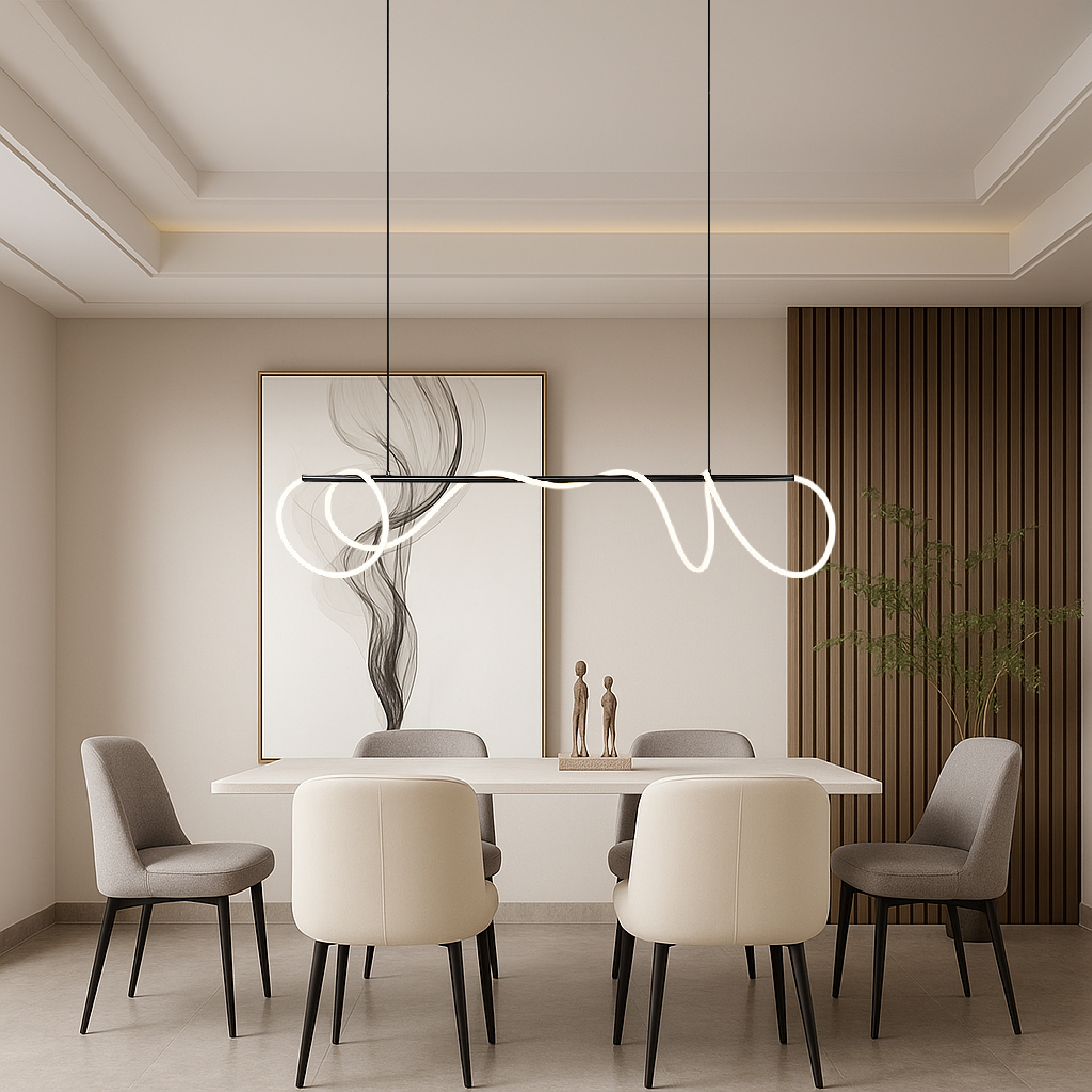 Liniowa lampa wisząca na stół kuchenny