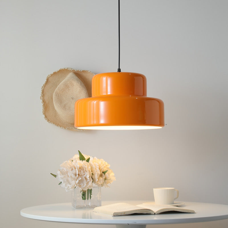 Włoska pomarańczowa lampa wisząca Bauhaus