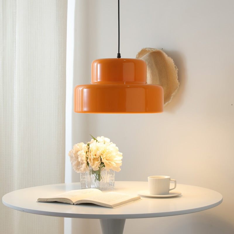 Włoska pomarańczowa lampa wisząca Bauhaus