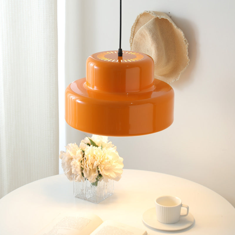 Włoska pomarańczowa lampa wisząca Bauhaus