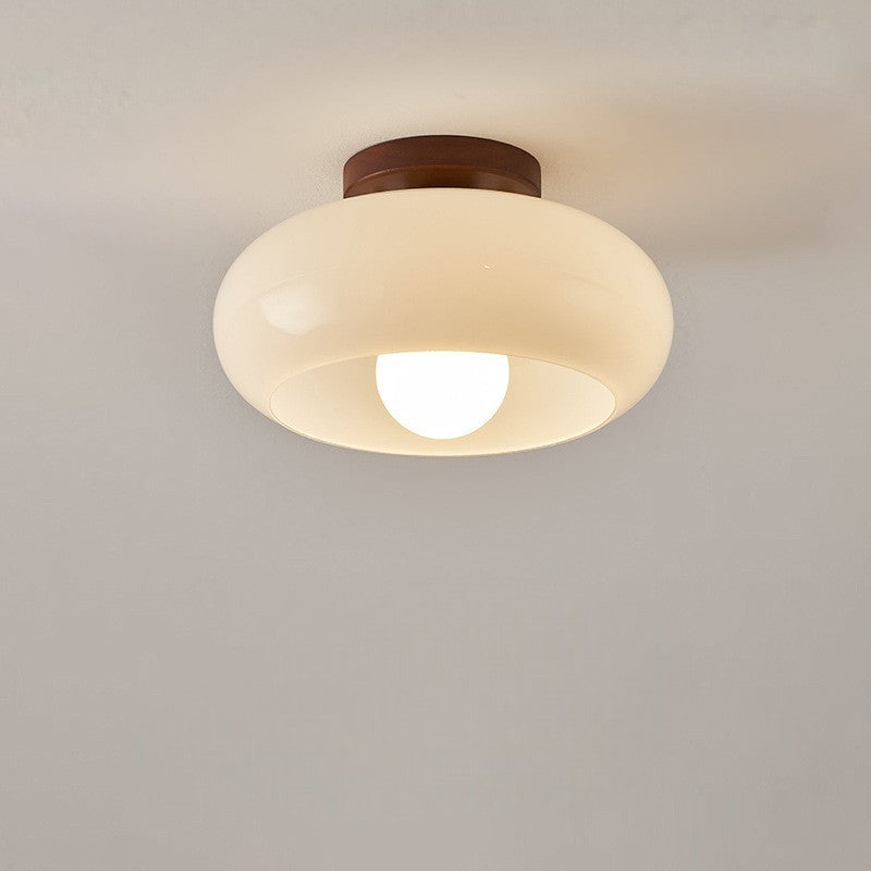 Francuska kremowa lampa sufitowa Bauhaus