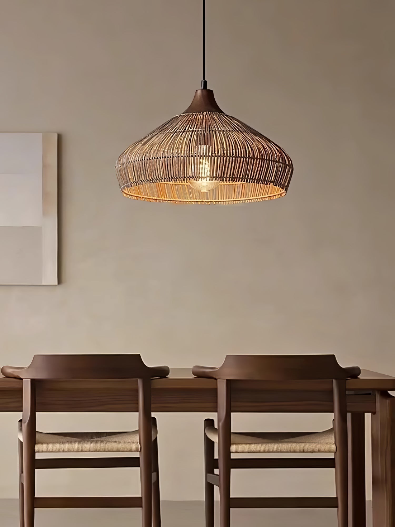 Wiklinowa lampa wisząca z rattanu