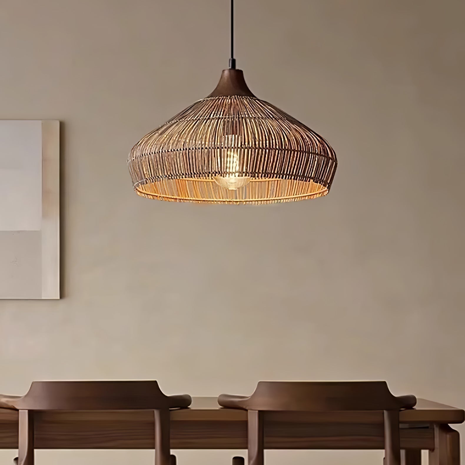 Wiklinowa lampa wisząca z rattanu