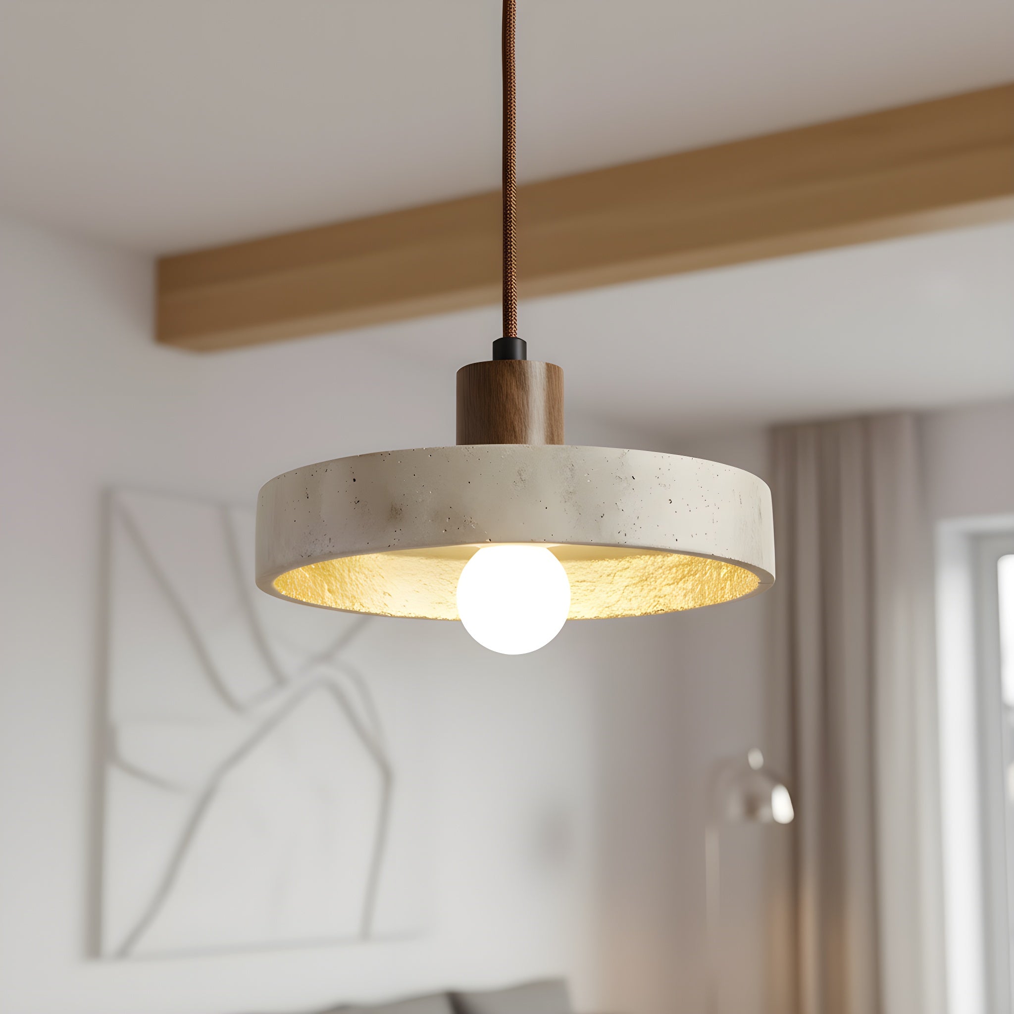 Trawertynowa lampa wisząca Bauhaus