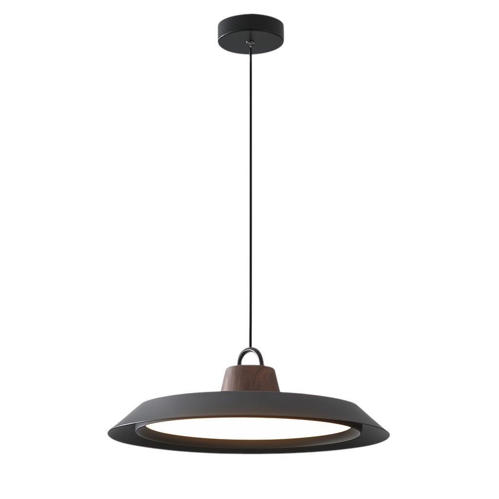 Skandynawska lampa wisząca z drewna i metalu
