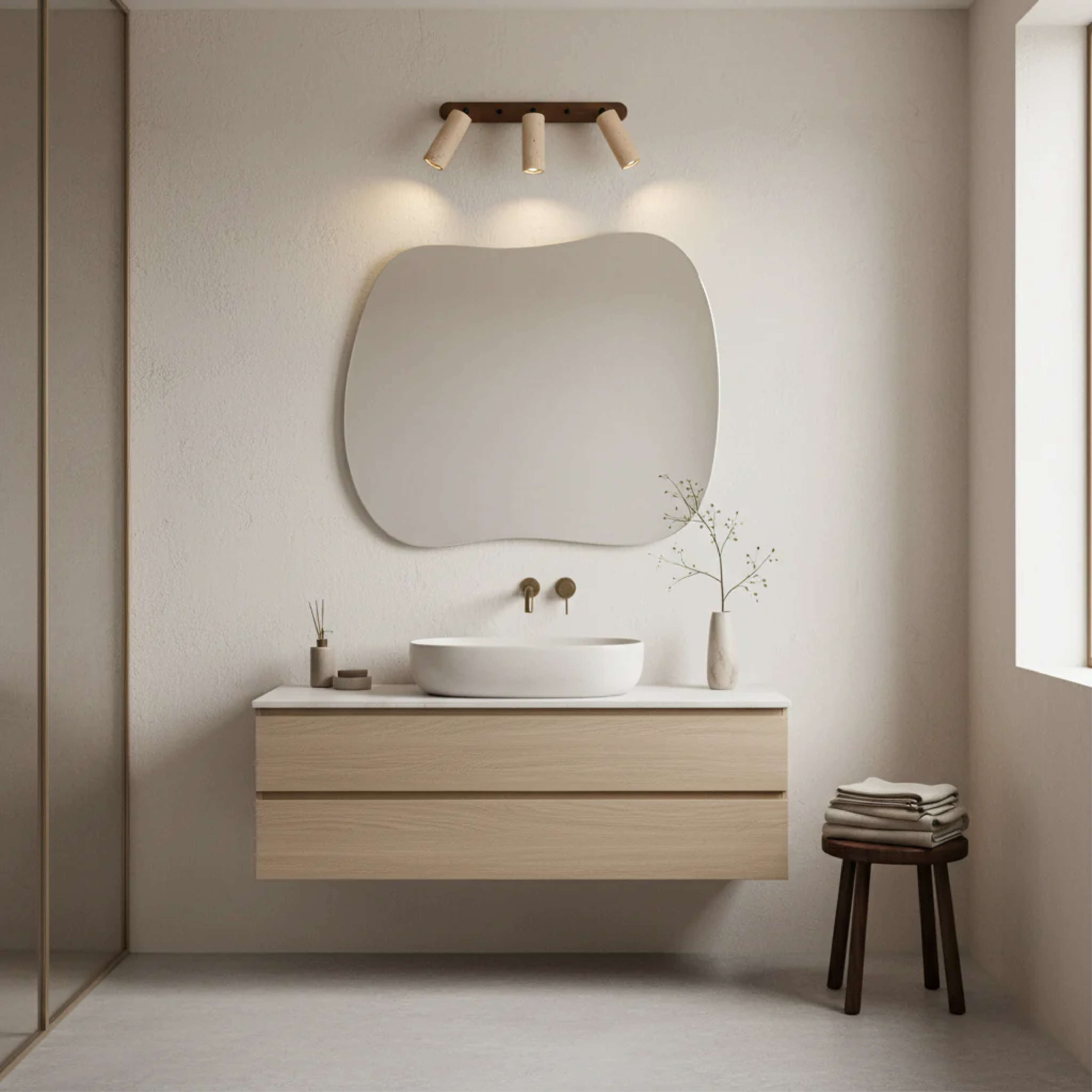 Obrotowa lampa ścienna trawertyn