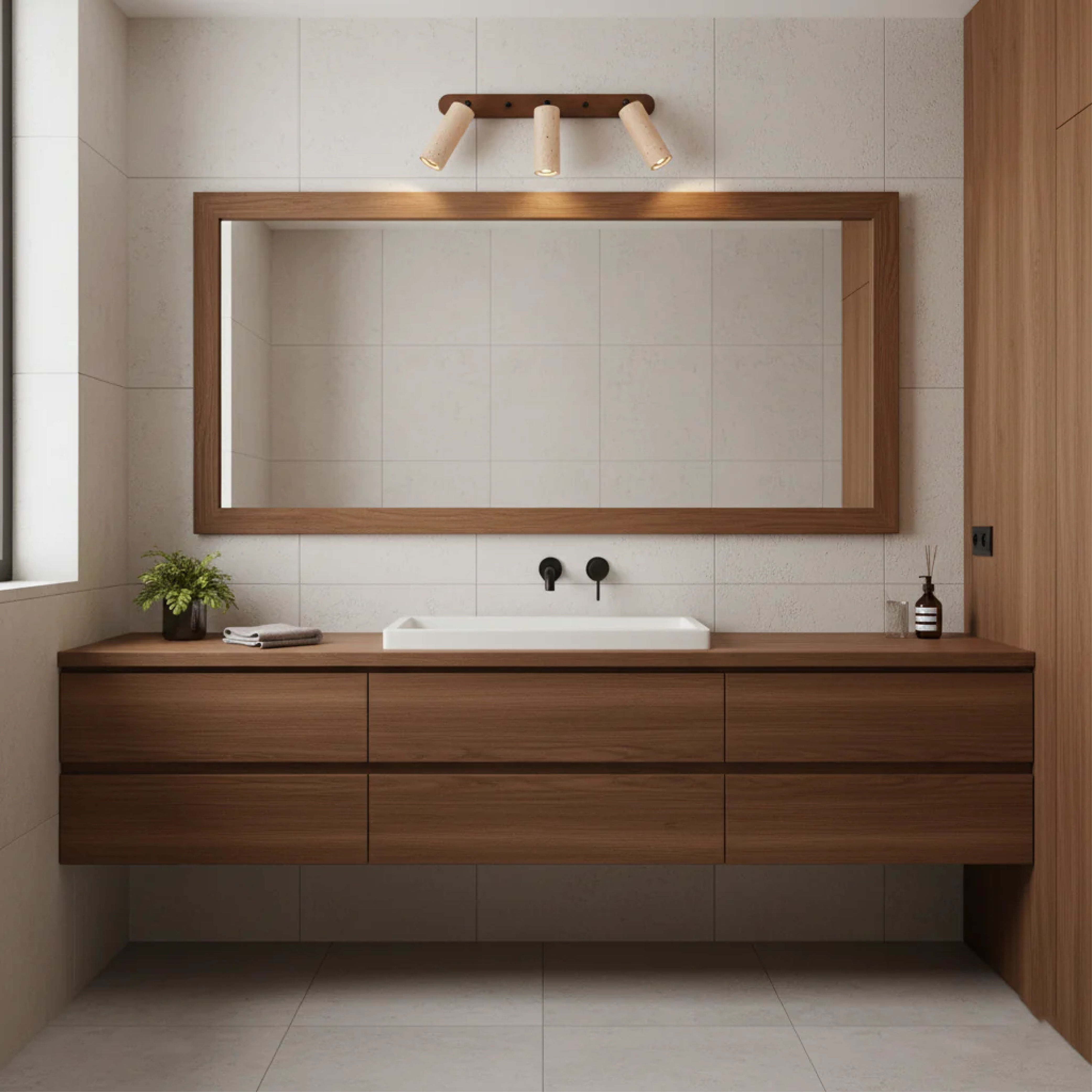 Obrotowa lampa ścienna trawertyn