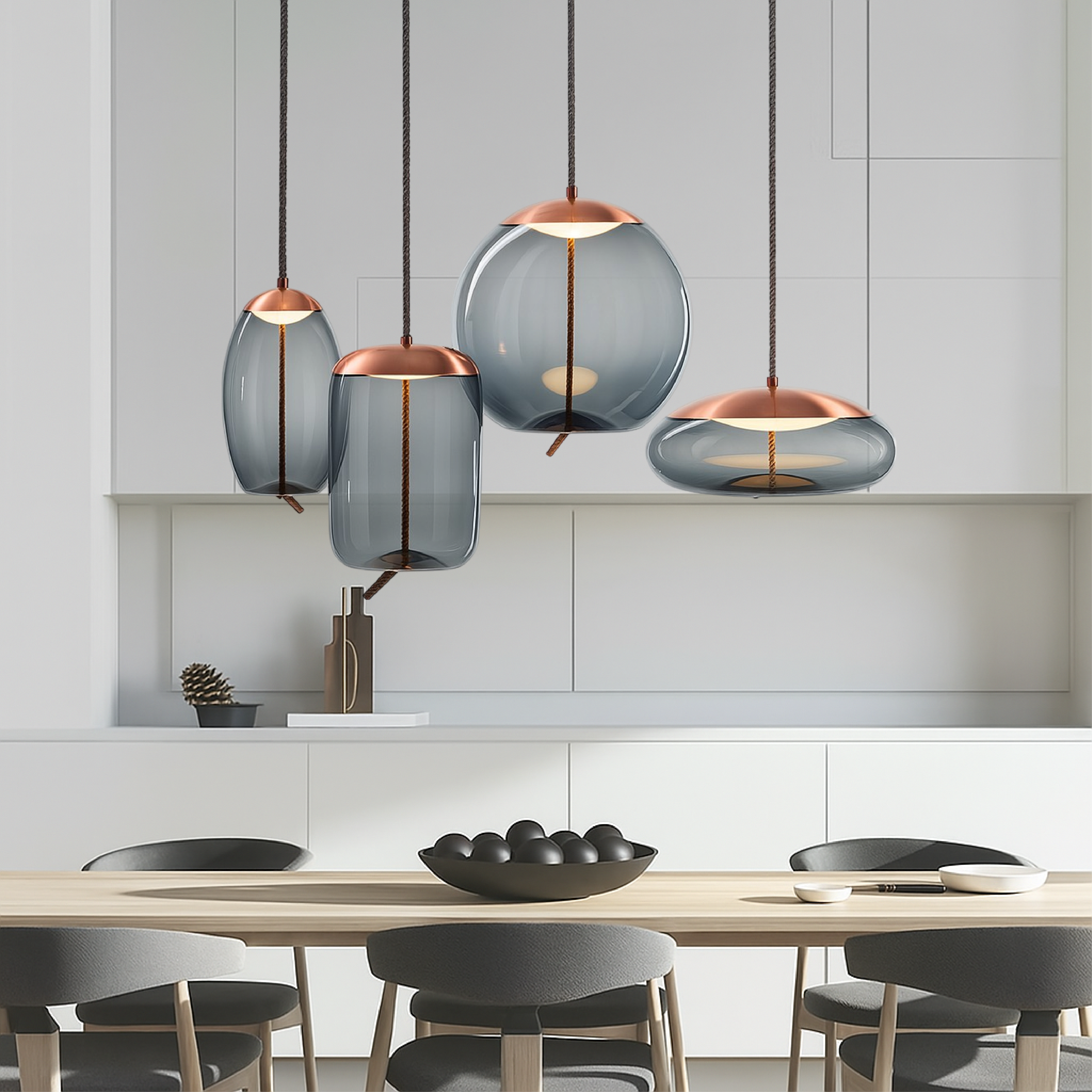 Lampa wisząca Hempoire w kolorze różowego złota