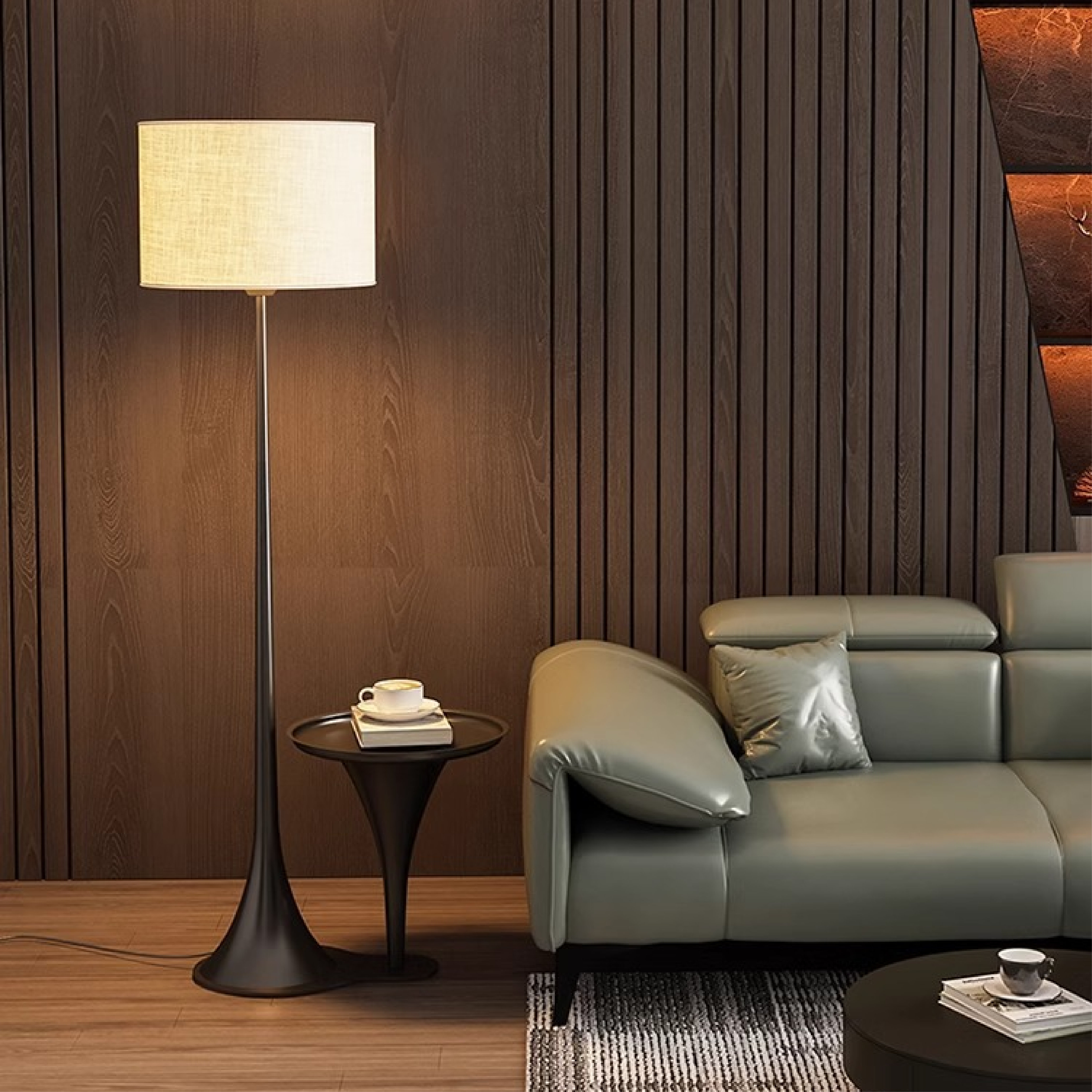 Jedwabna lampa podłogowa Andero