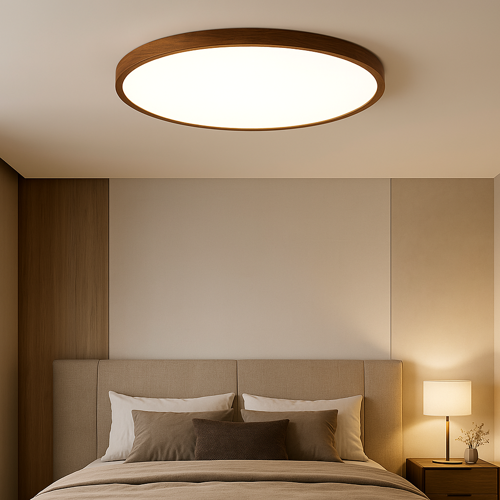 Lampa sufitowa z ciemnego drewna