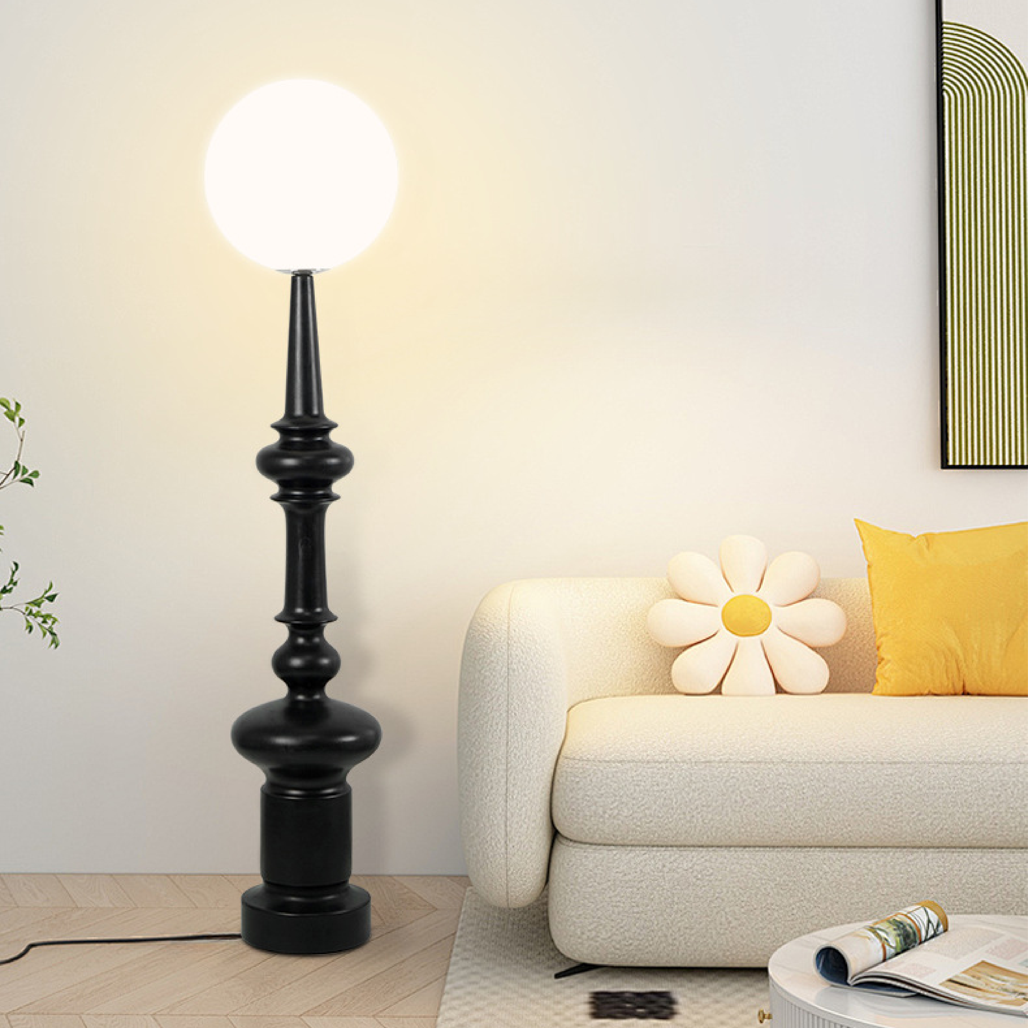Czarna lampa podłogowa Bauhaus