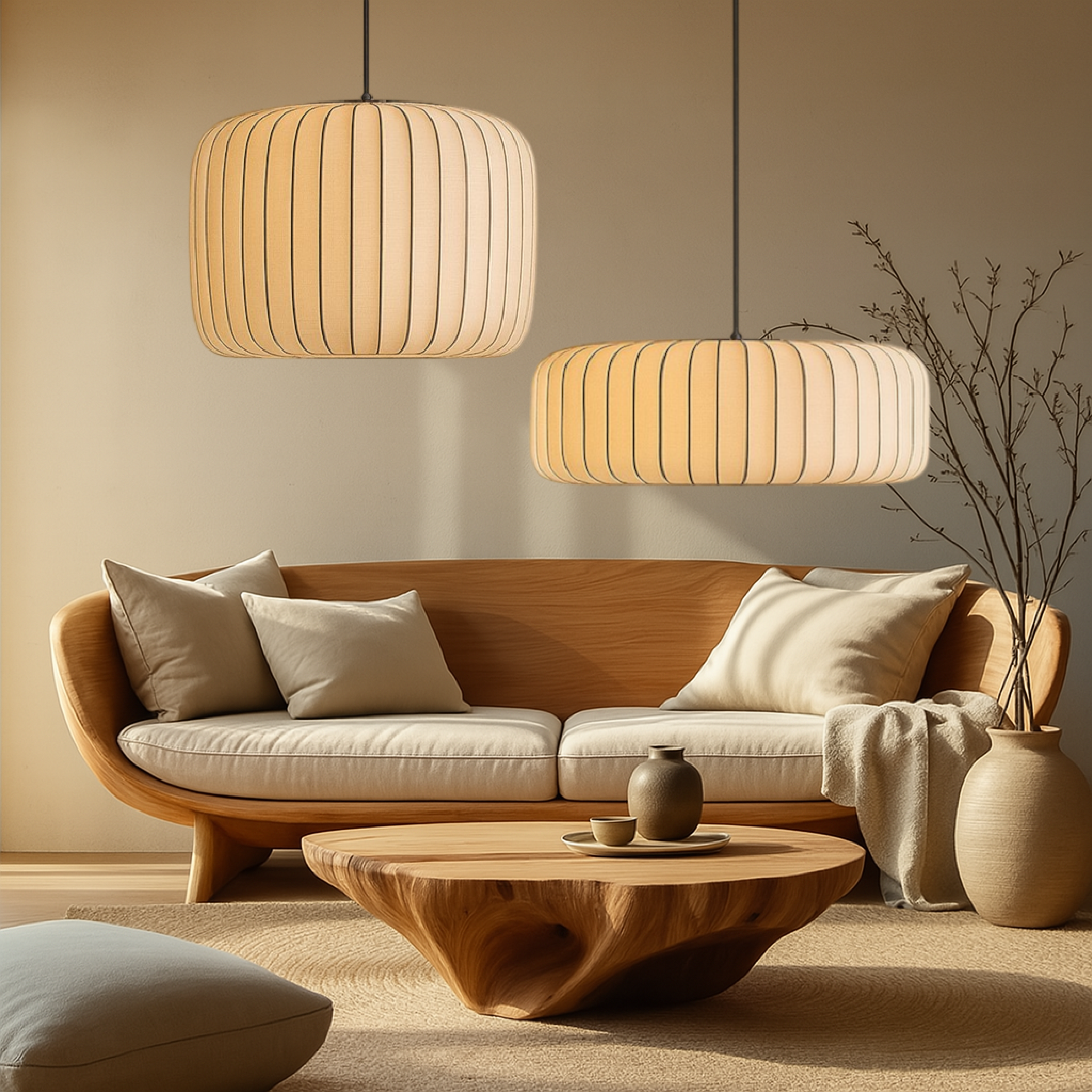 Jedwabna lampa wisząca Rendara