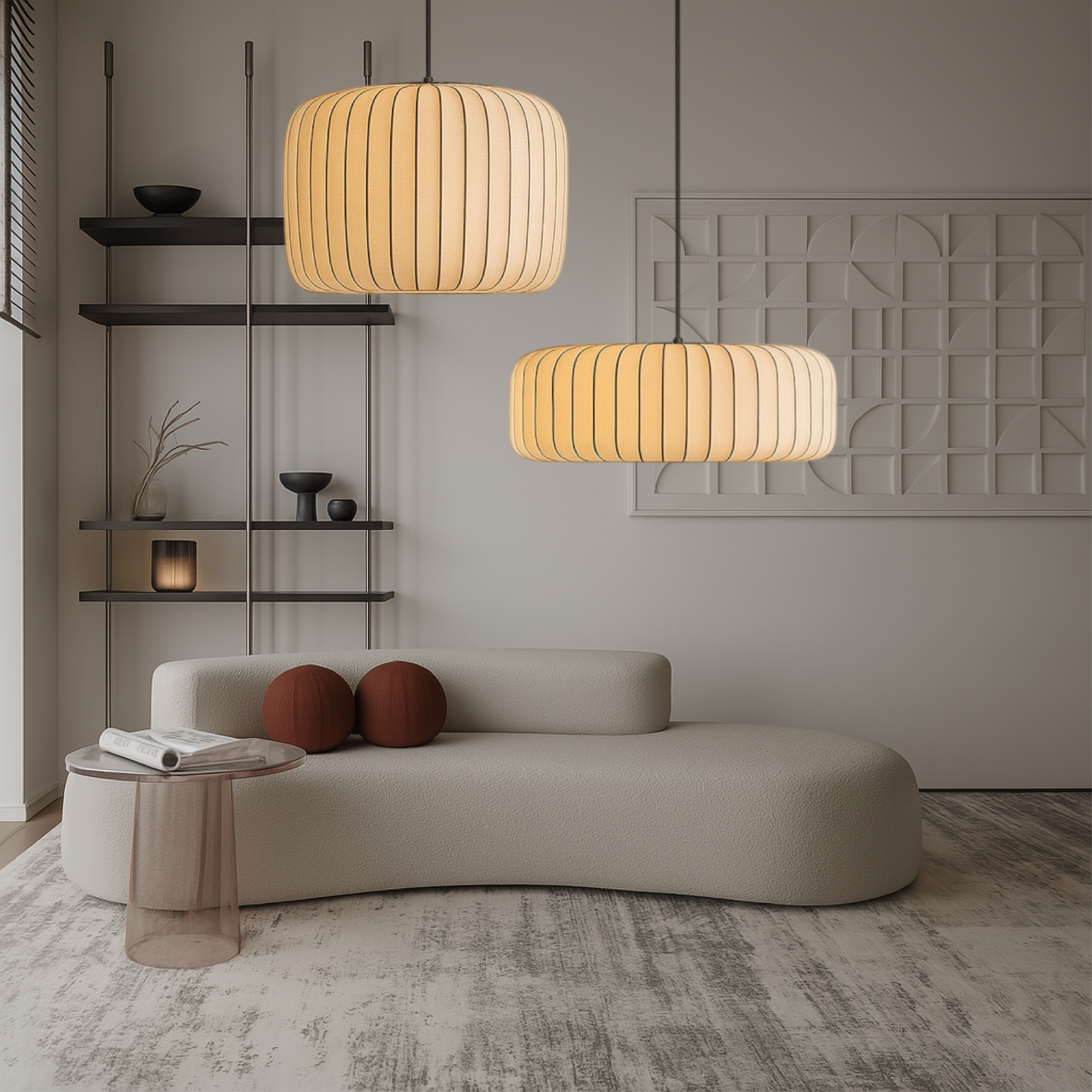 Jedwabna lampa wisząca Rendara