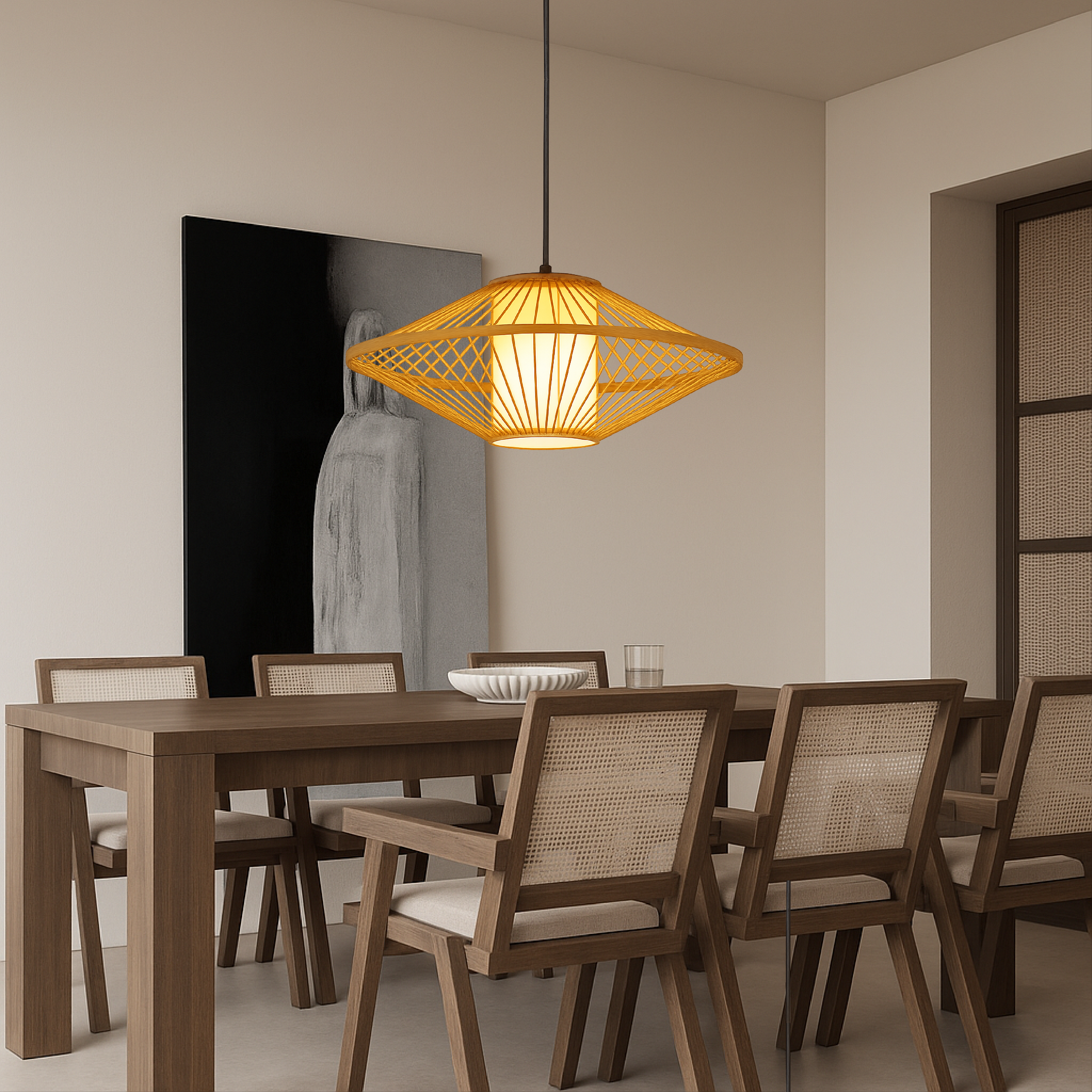 Japońska bambusowa lampa wisząca
