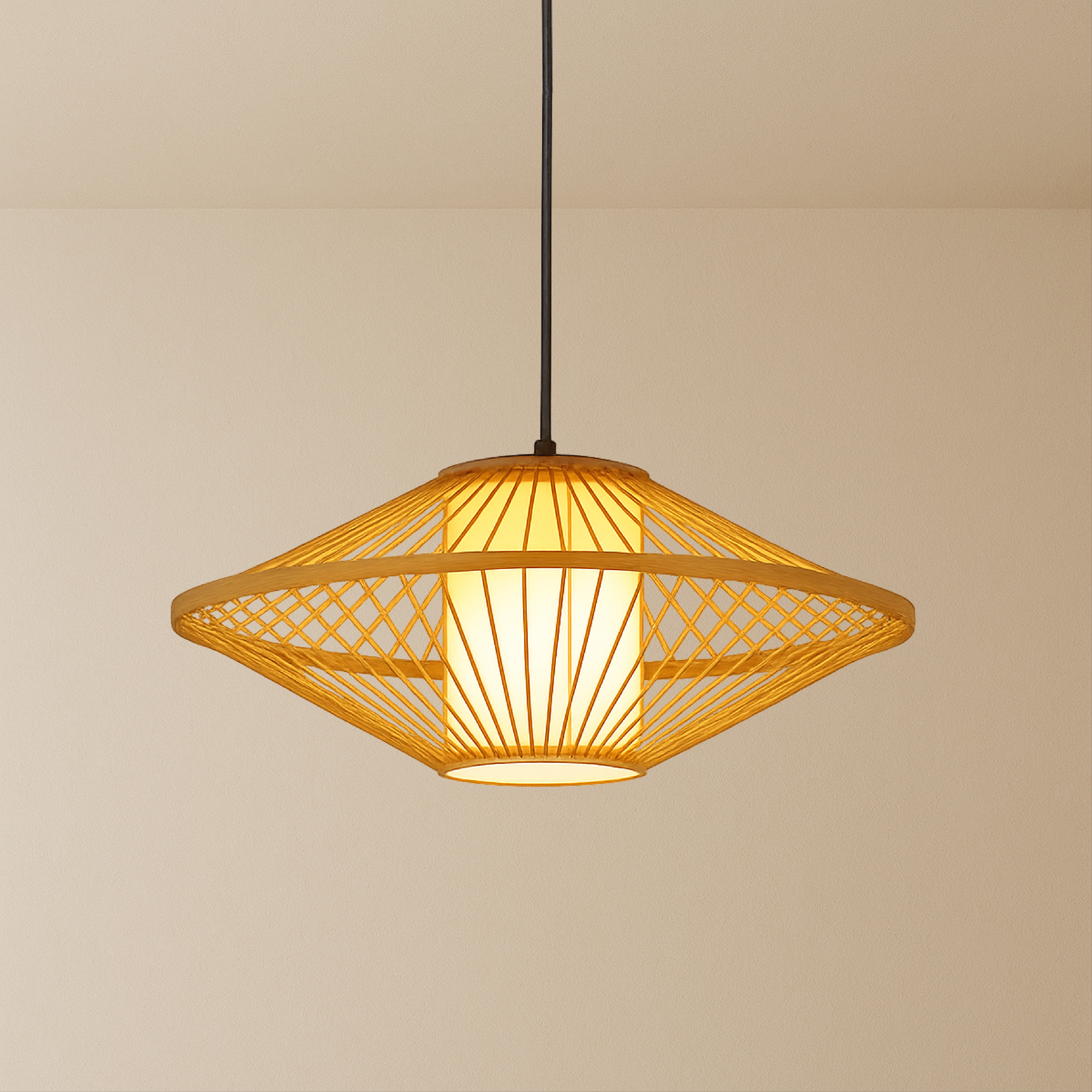 Japońska bambusowa lampa wisząca