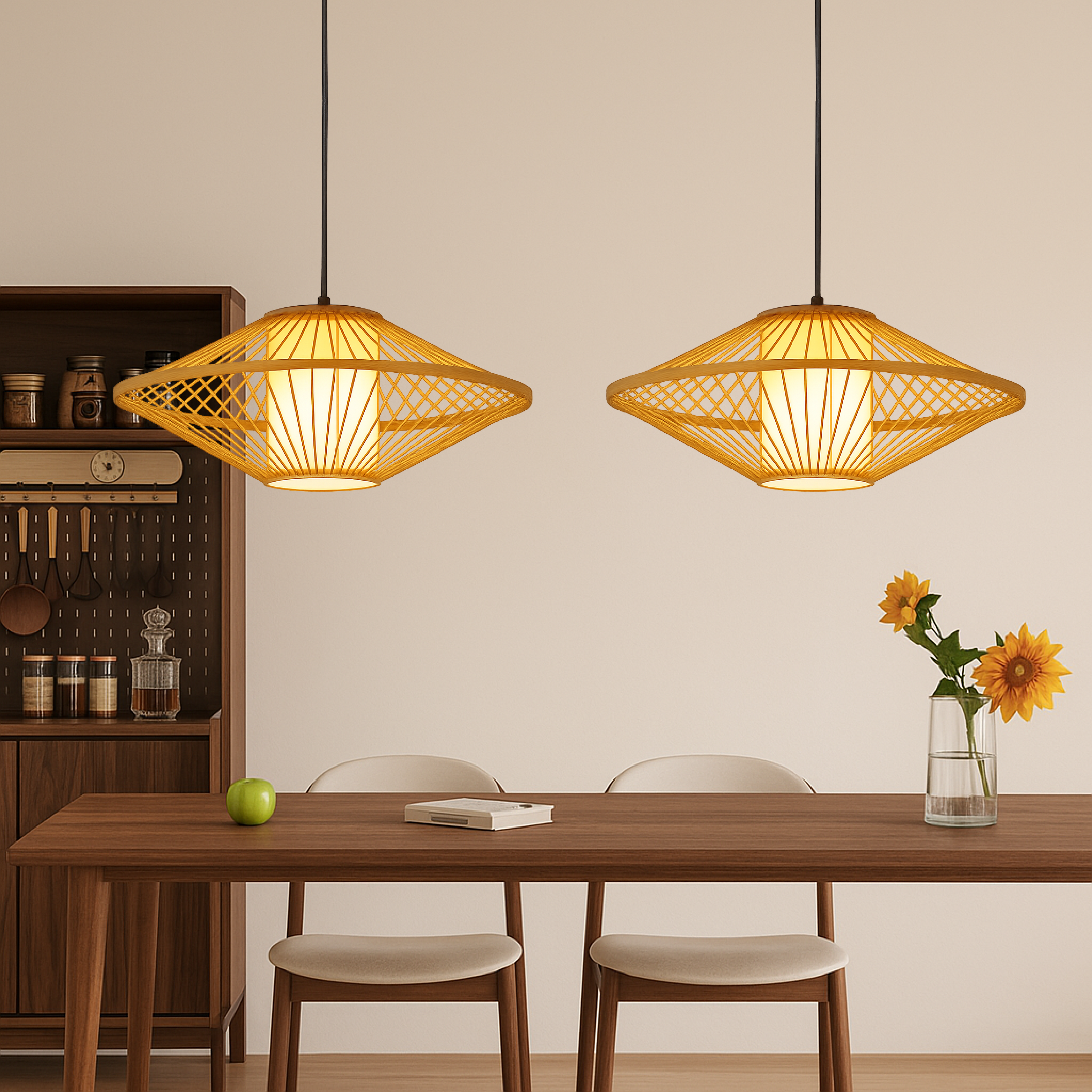 Japońska bambusowa lampa wisząca