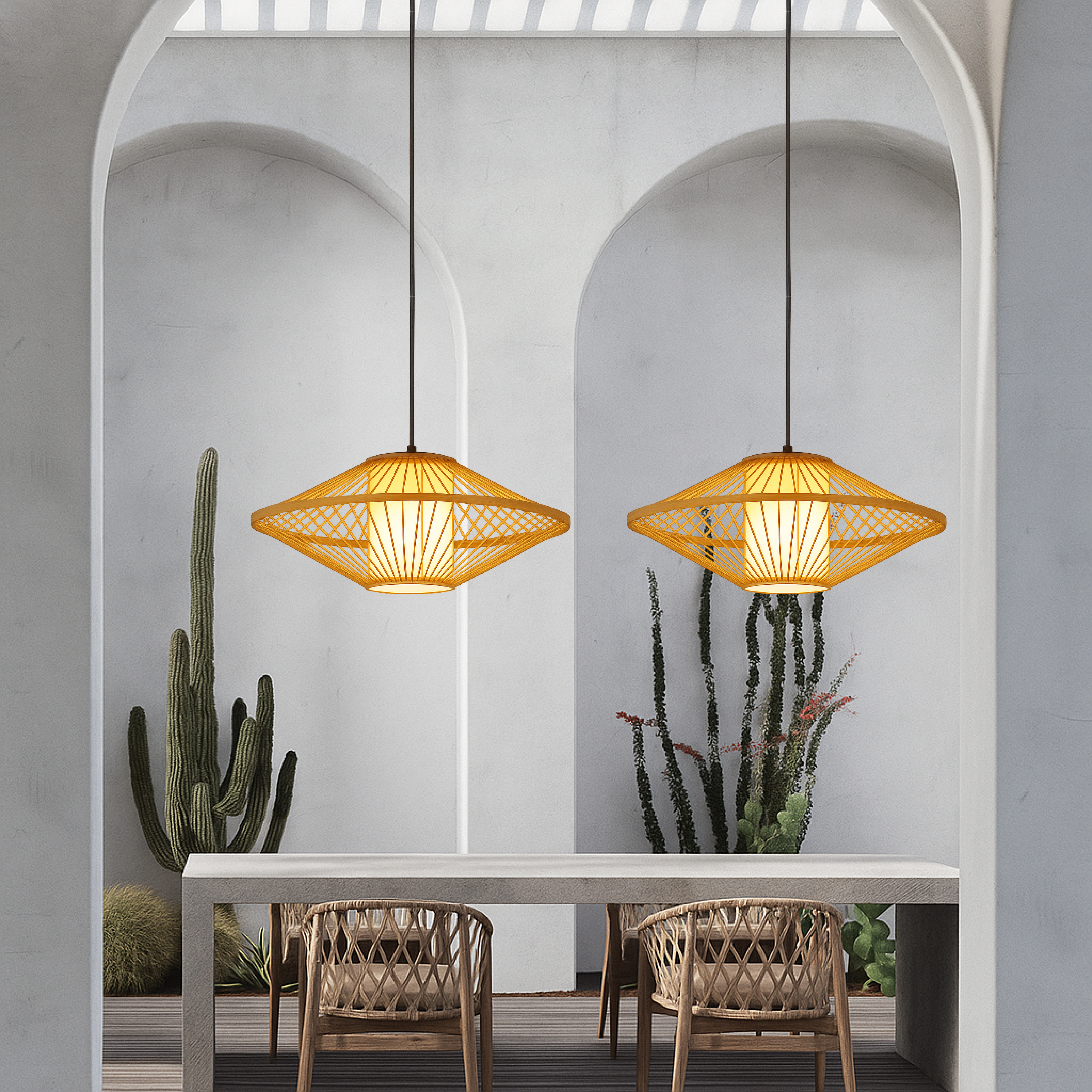 Japońska bambusowa lampa wisząca