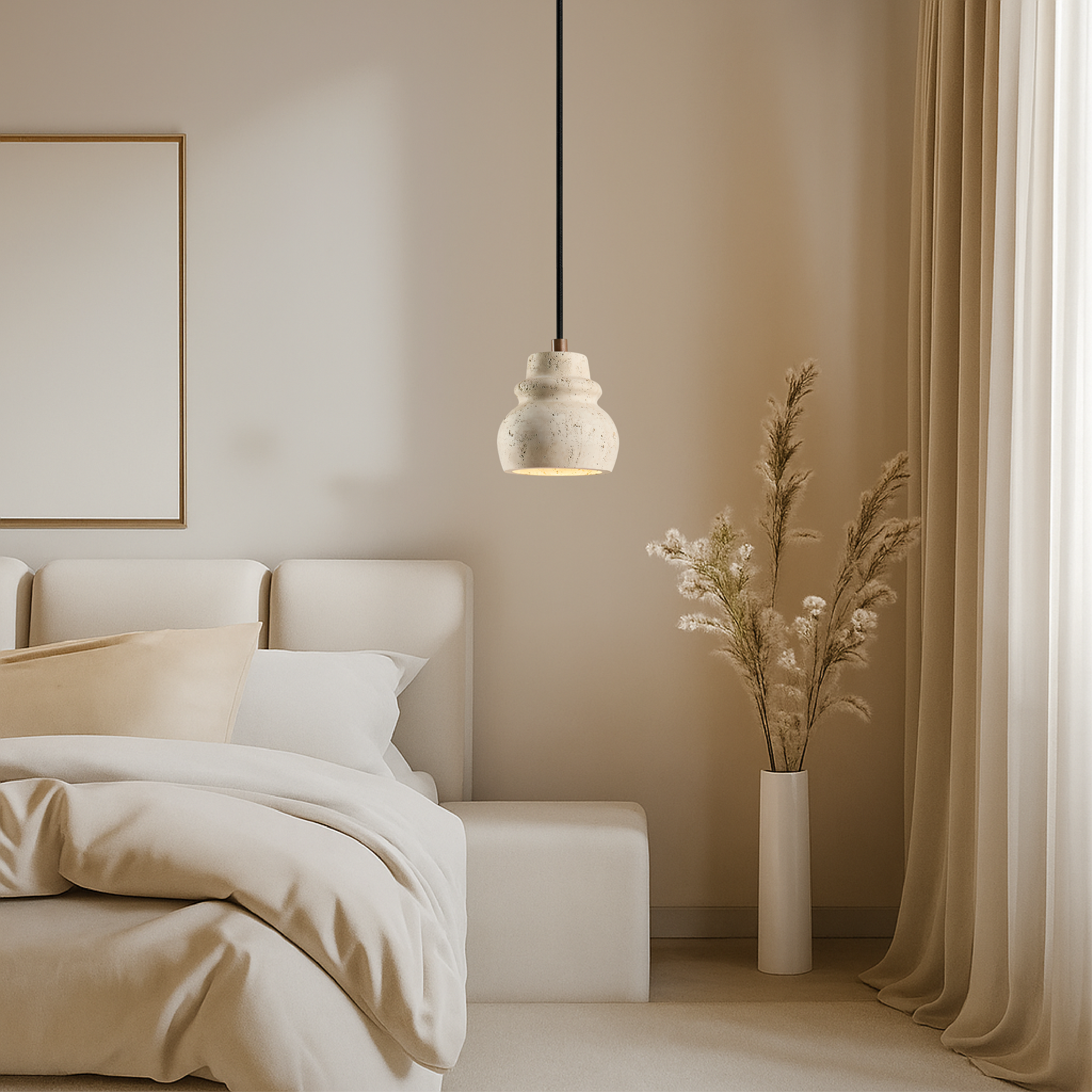 Lampa wisząca Trisu trawertyn